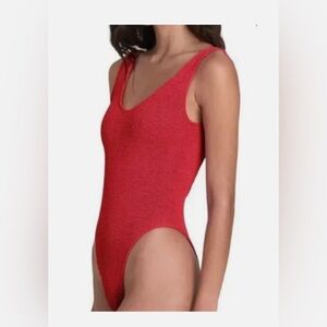Mosmann Laguna Electra Red ribbed Knit Women's One-Piece Swimsuit size XS